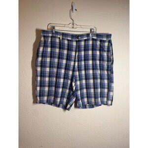 Chaps Cotton Plaid Shorts Men's Size 40 Blue Preppy Golf Casual Summer P10